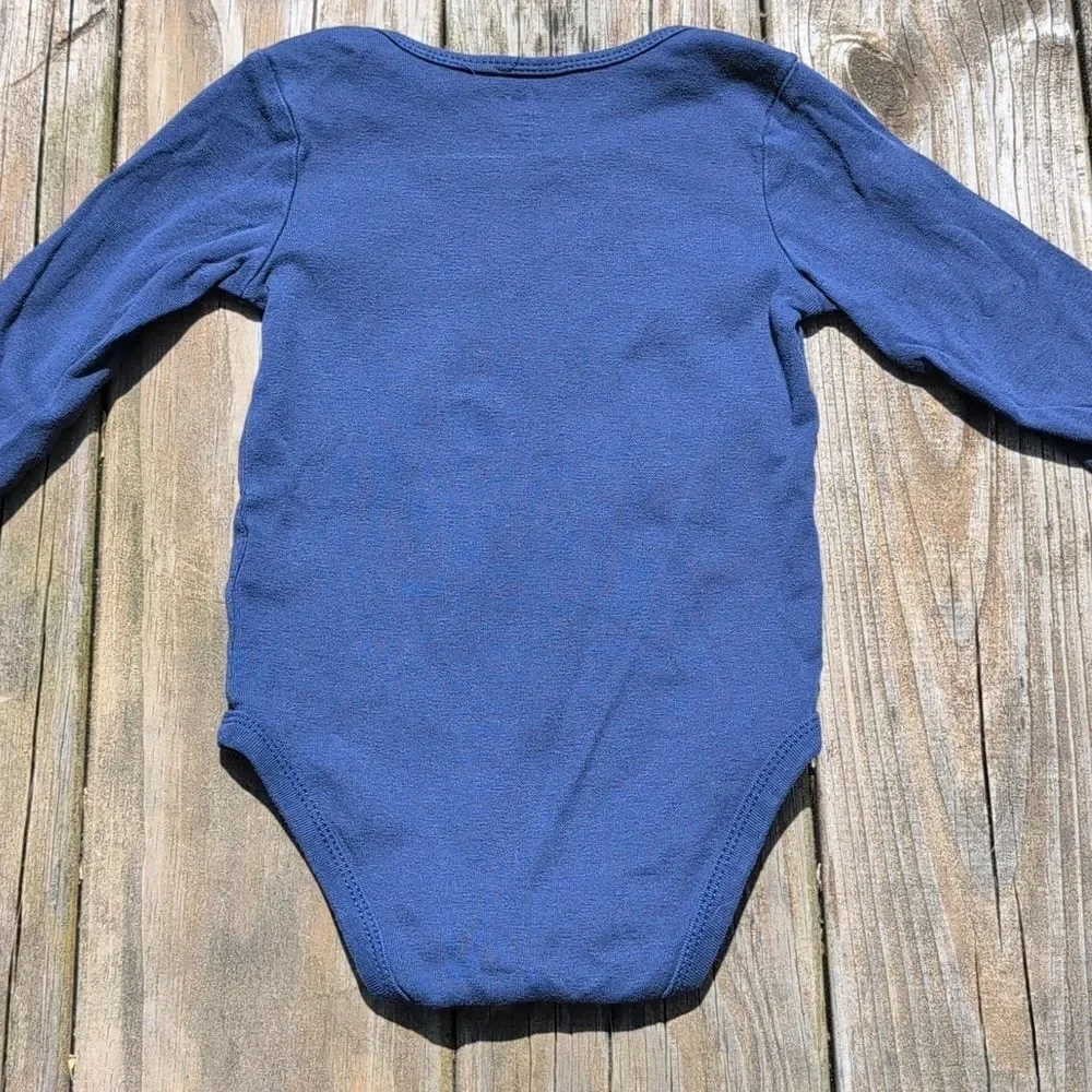 Carter's 18 Month Sparkle Saurus Long Sleeve Blue Onesie Bodysuit